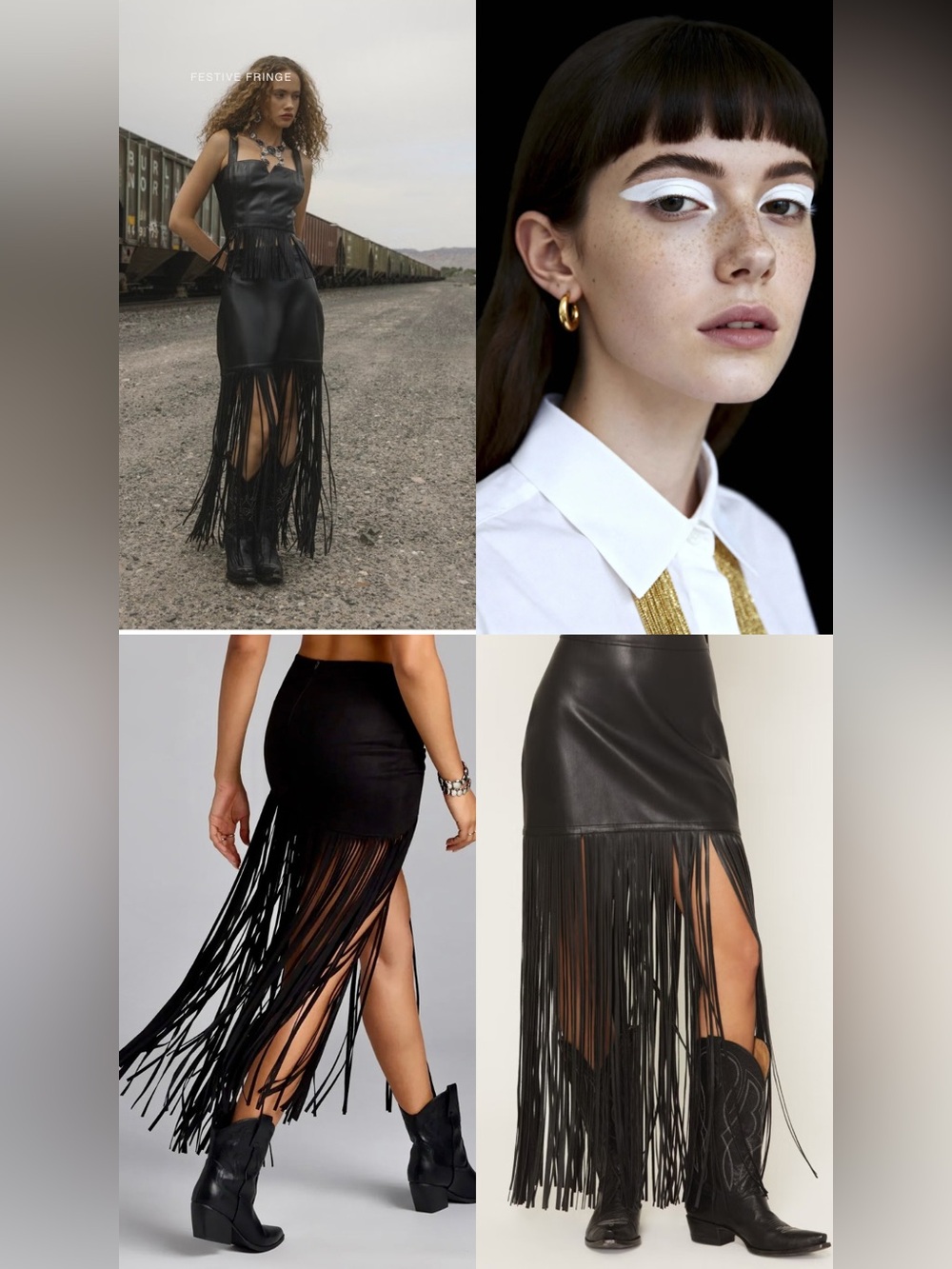 Windsor Faux Leather Fringe Maxi Skirt - Picture 7 of 11